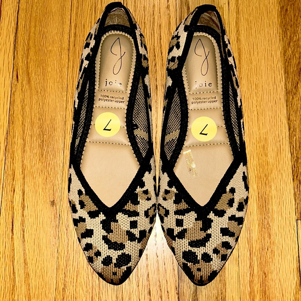 Joie Leopard Print Flats in Black and Tan